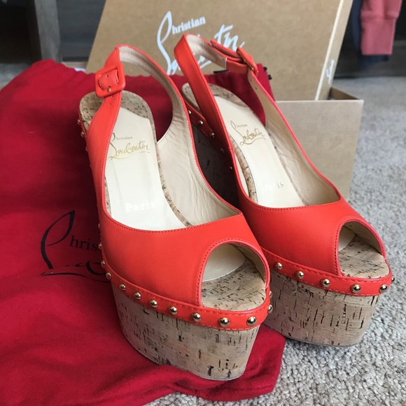 Christian Louboutin orange WEDGES! - Picture 3 of 5